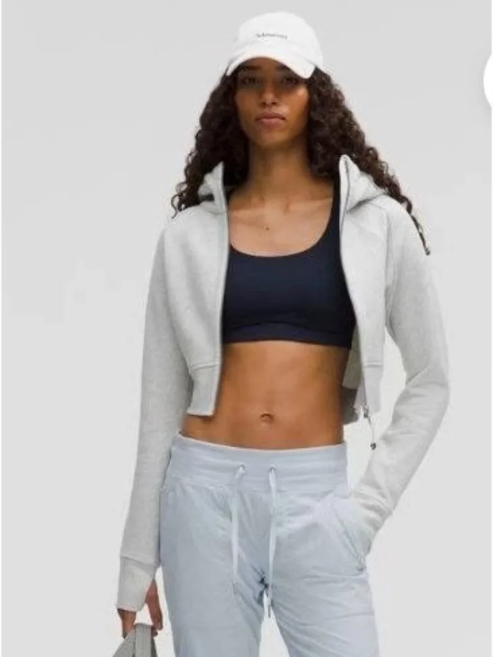 lululemon Scuba Full Zip Cropped Hoodie Heathered Core Ultra Light Grey Size 8